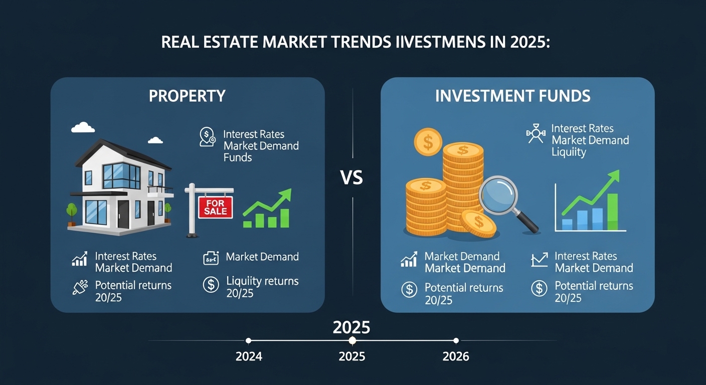 Comparação de tendências de mercado imobiliário e fundos de investimento em 2025